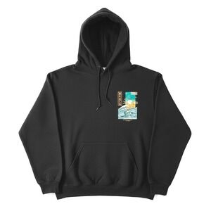 Bowery Mens Size Small Great Wave Graphic Hoodie Black Everything In Waves